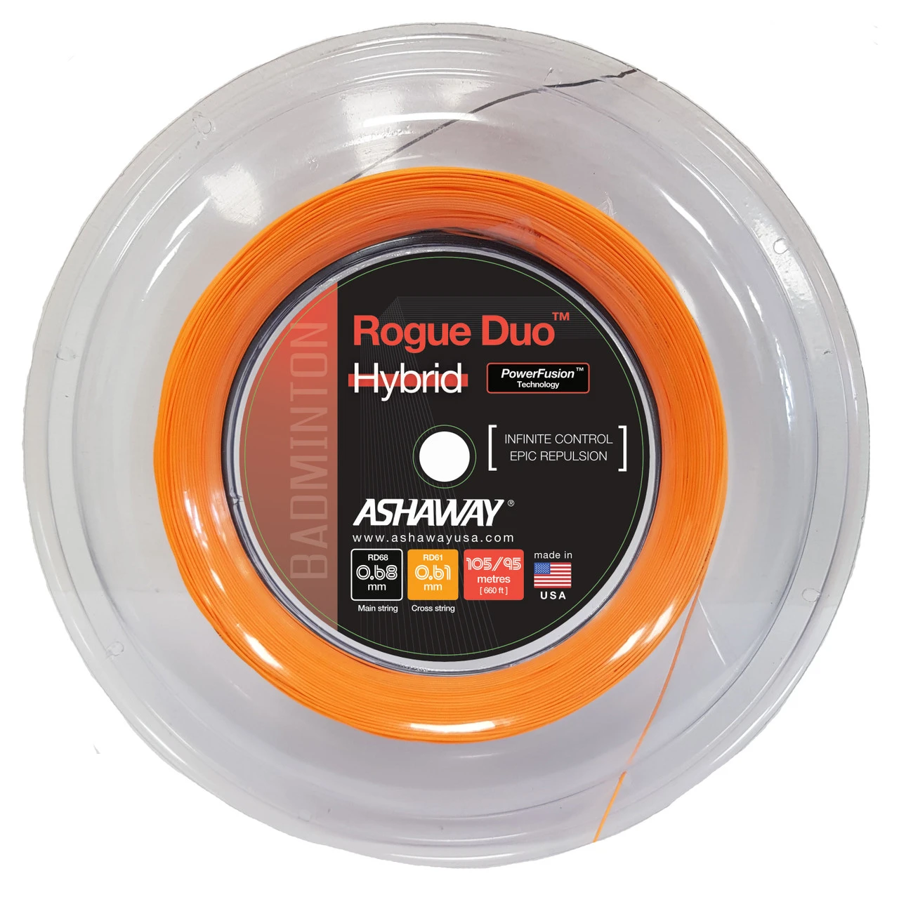 Ashaway Rogue Duo 0.68-0.61mm Badminton Hybrid 200M Reel 1 Ashaway Rogue Duo 0.68-0.61mm Badminton Hybrid 200M Reel