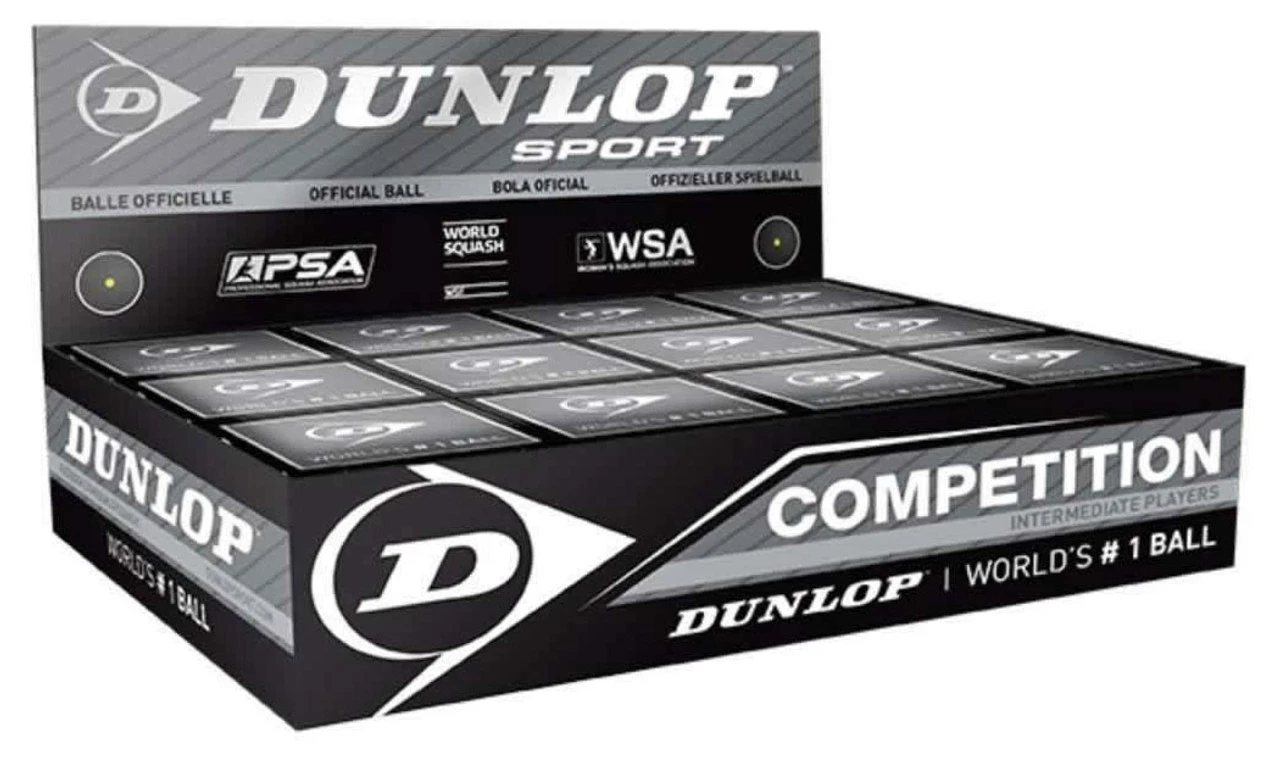 Dunlop Competition Single Yellow Dot Squash Balls 12 Pack 1 Dunlop Competition Single Yellow Dot Squash Balls 12 Pack