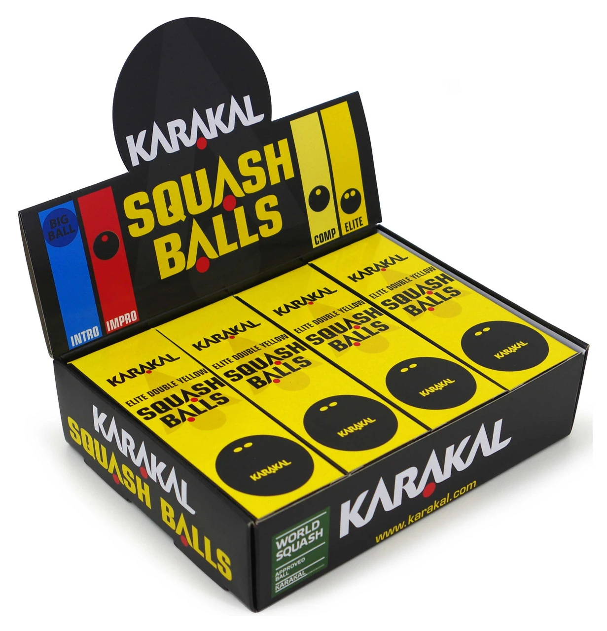 Karakal Double Yellow Dot Squash Balls 12 Pack 1 Karakal Double Yellow Dot Squash Balls 12 Pack